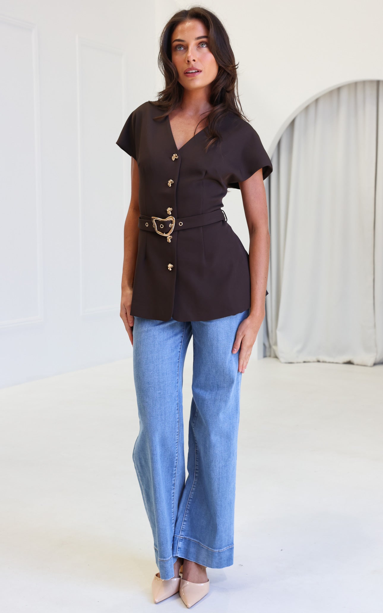 Selique Vest Top - Dark Brown