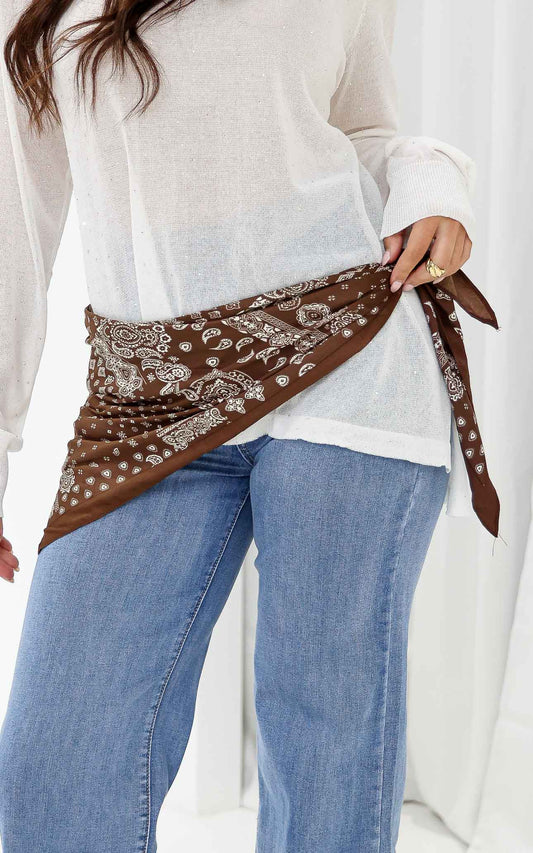 (PREORDER) Snoop Triangle Bandana - Brown Paisley Print