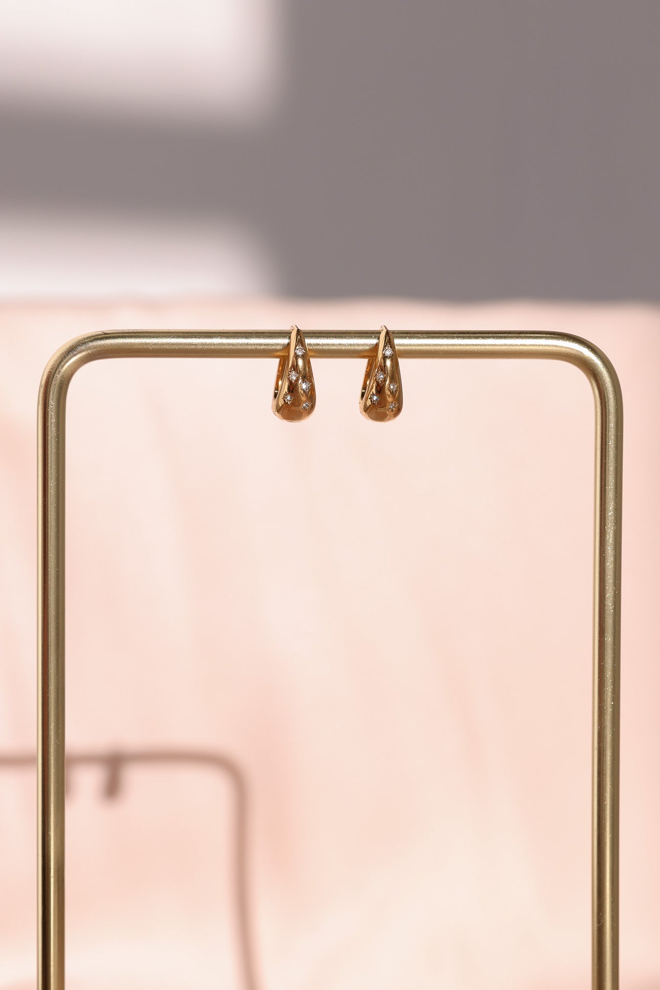 Starky Hoop Earrings - Gold Bubble U Diamante