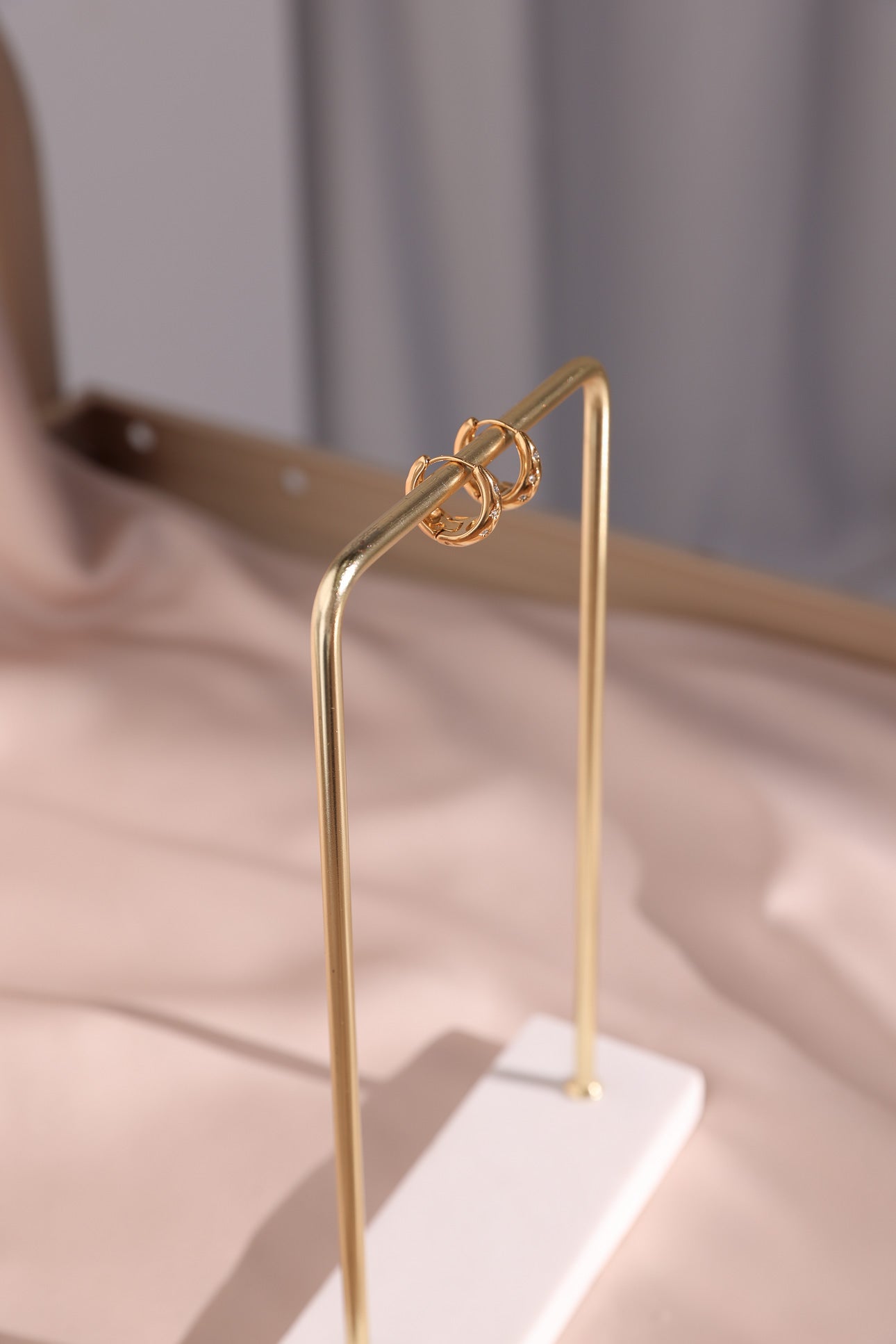 Starky Hoop Earrings - Gold Bubble U Diamante