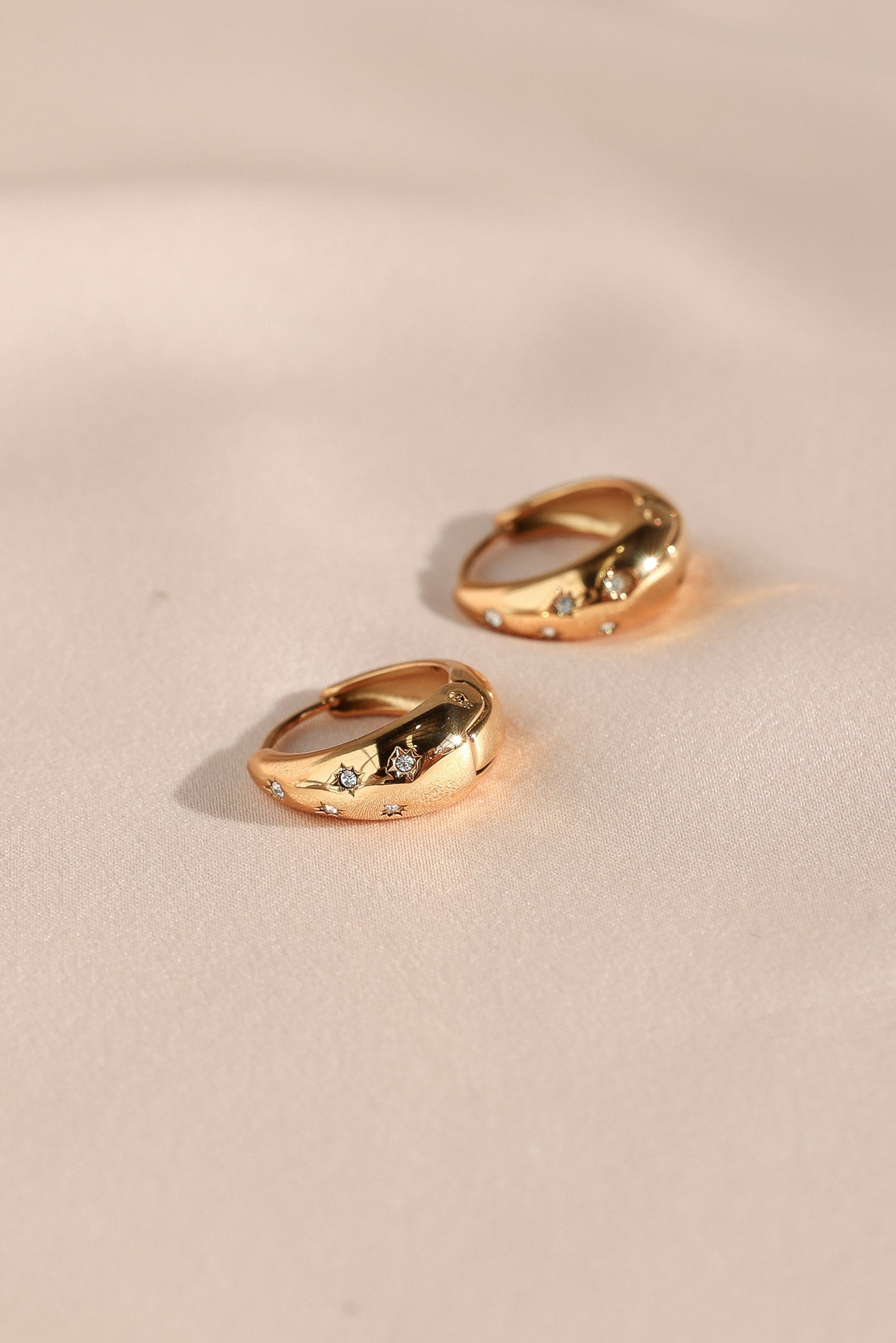 Starky Hoop Earrings - Gold Bubble U Diamante