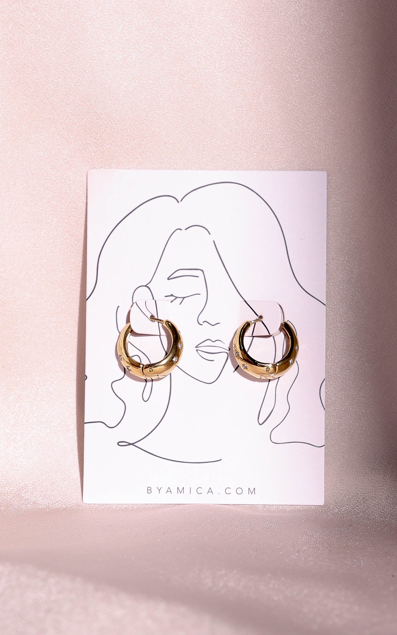 Starky Hoop Earrings - Gold Bubble U Diamante