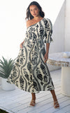 Talitha Maxi Dress - Cream Black Print