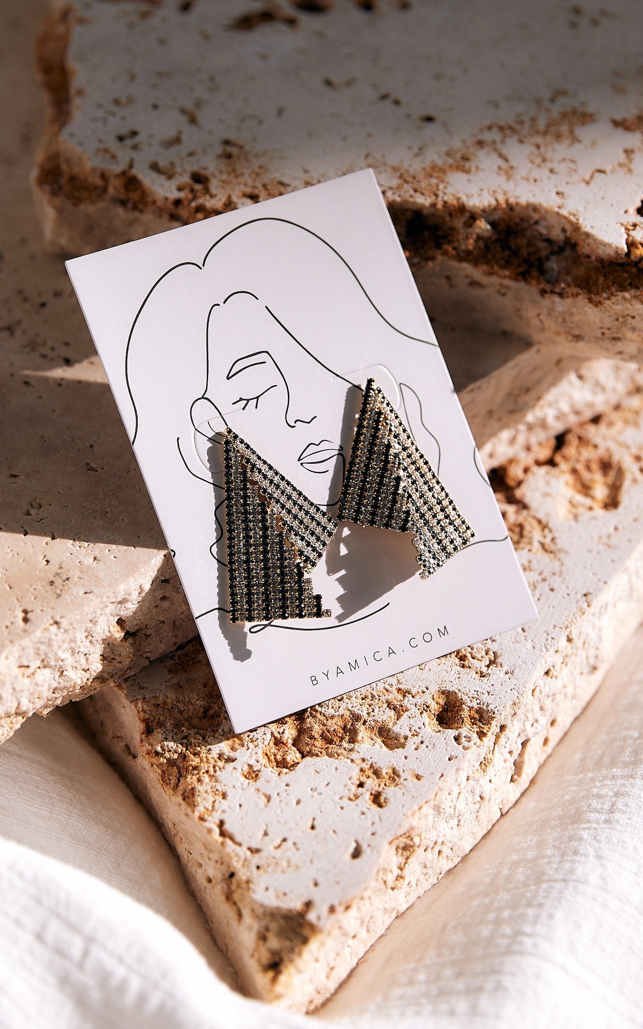 Talk That Talk Stud Earrings - Black Multi Geometric Diamante