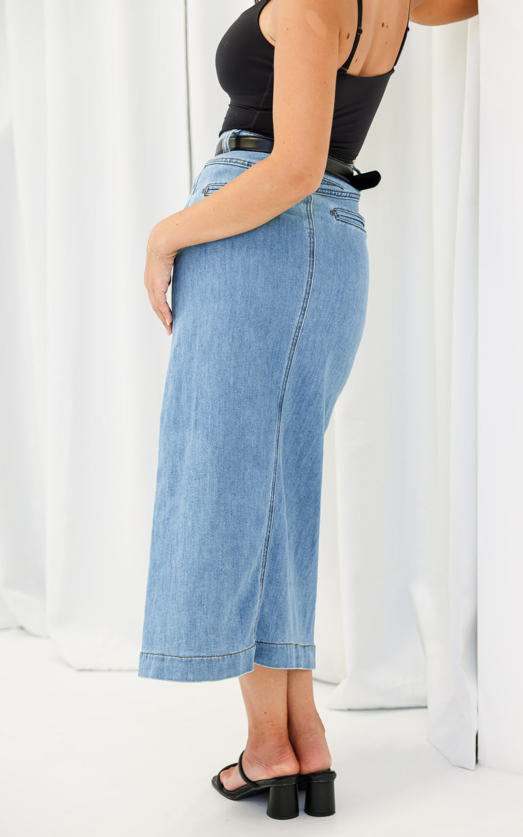 Tallis Denim Midi Skirt - Blue