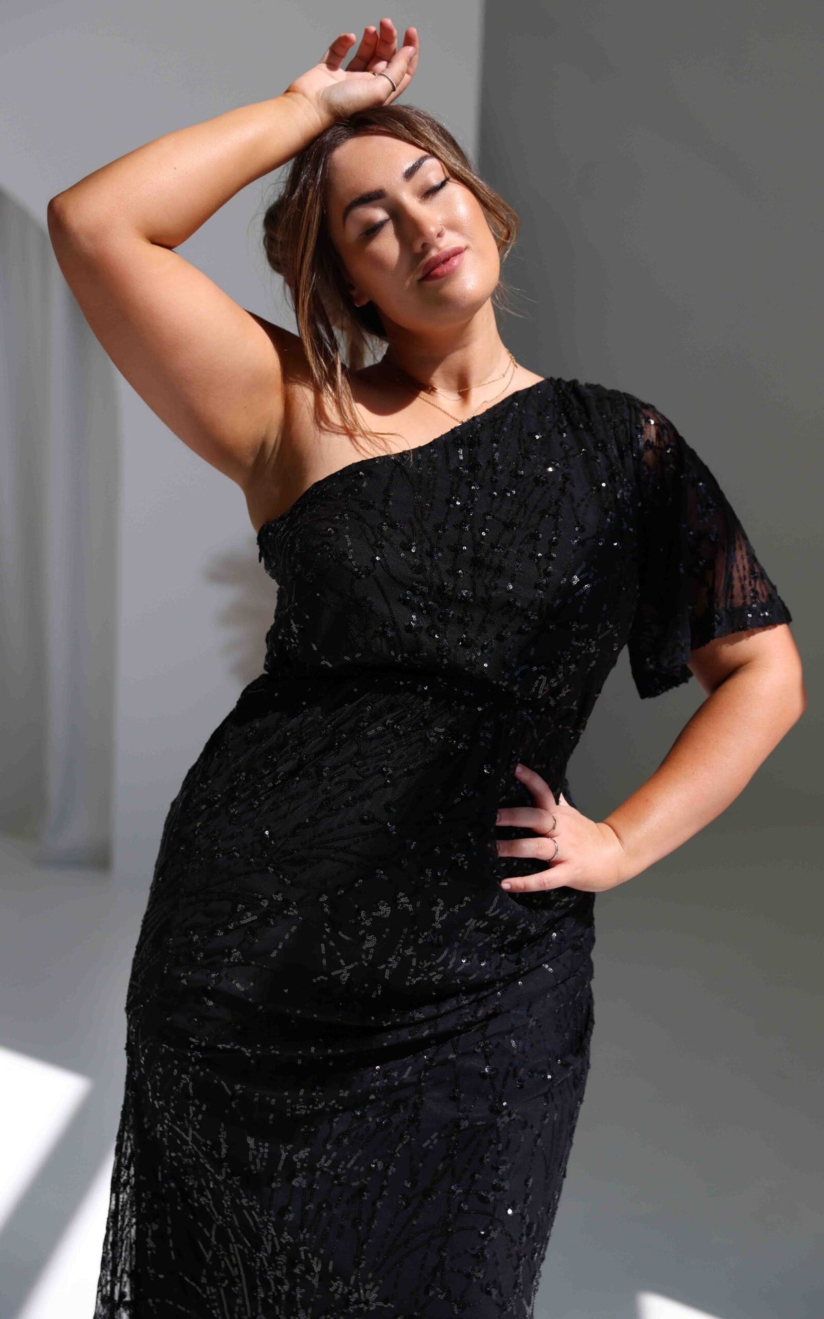 Tallulah Sequin Maxi Dress - Black