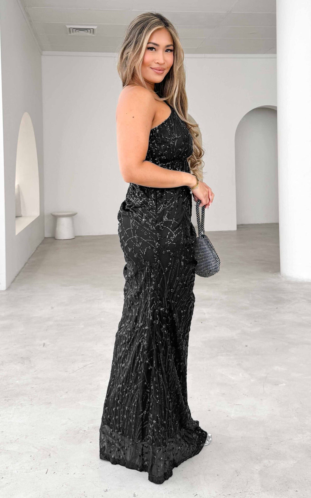 Tallulah Sequin Maxi Dress - Black