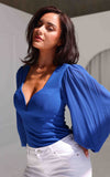 Tammy Long Balloon Sleeve Top - Cobalt Blue