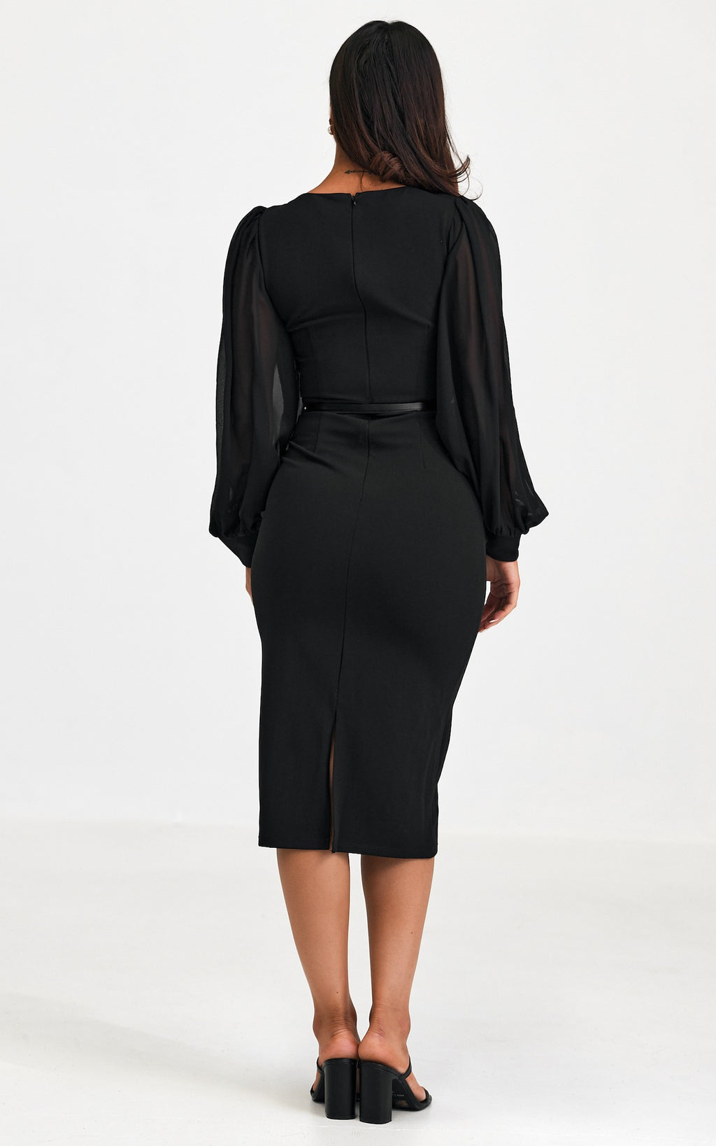 Tammy Long Sleeve Midi Dress - Black