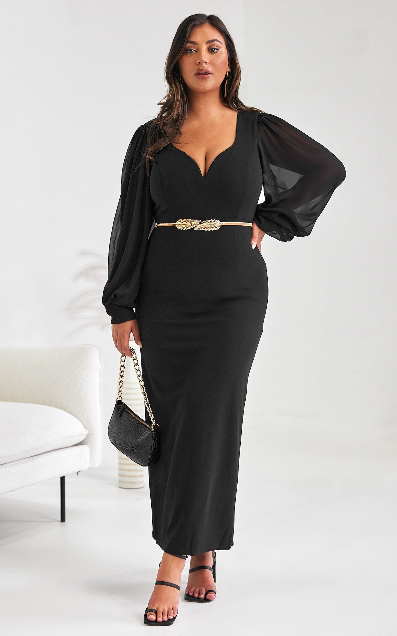 Tammy Long Sleeve Maxi Dress - Black