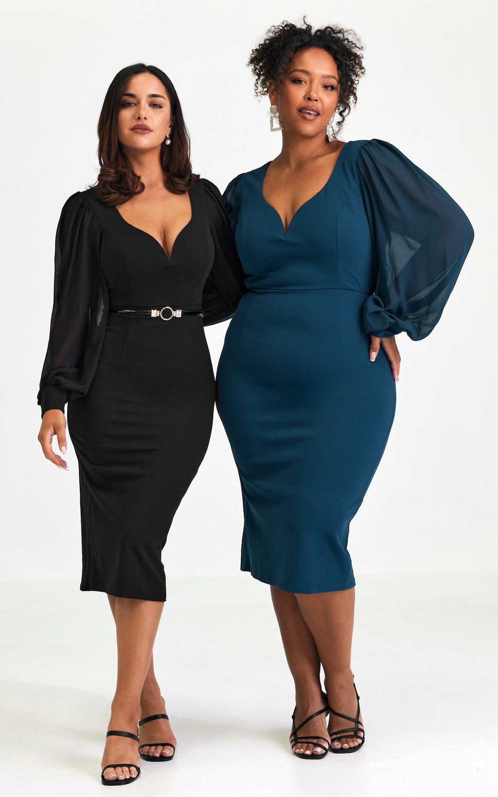 Tammy Long Sleeve Midi Dress - Black