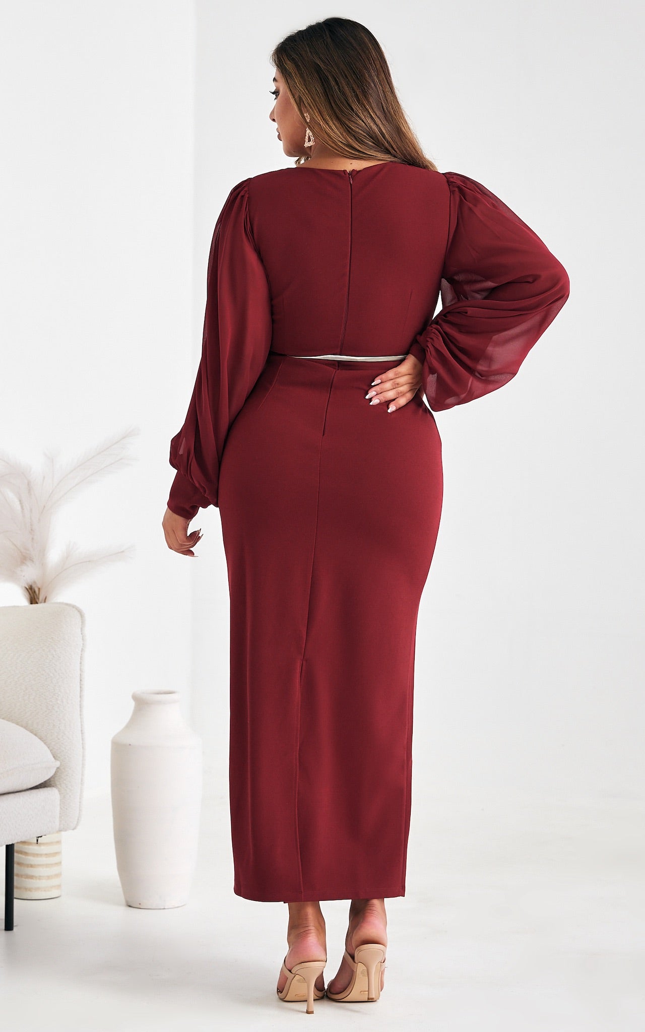 Tammy Long Balloon Maxi Dress - Wine