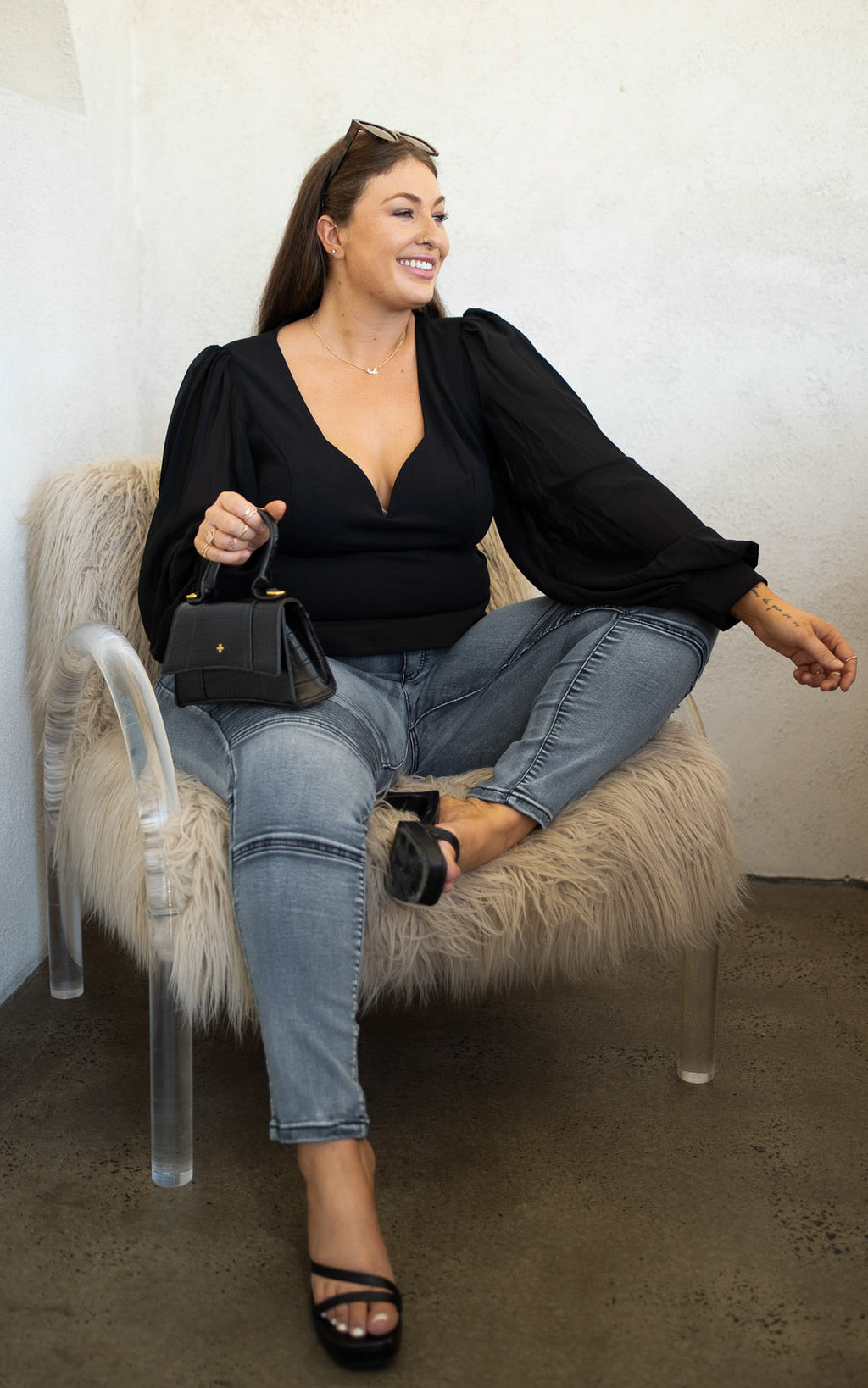 Tammy Long Sleeve Top - Black