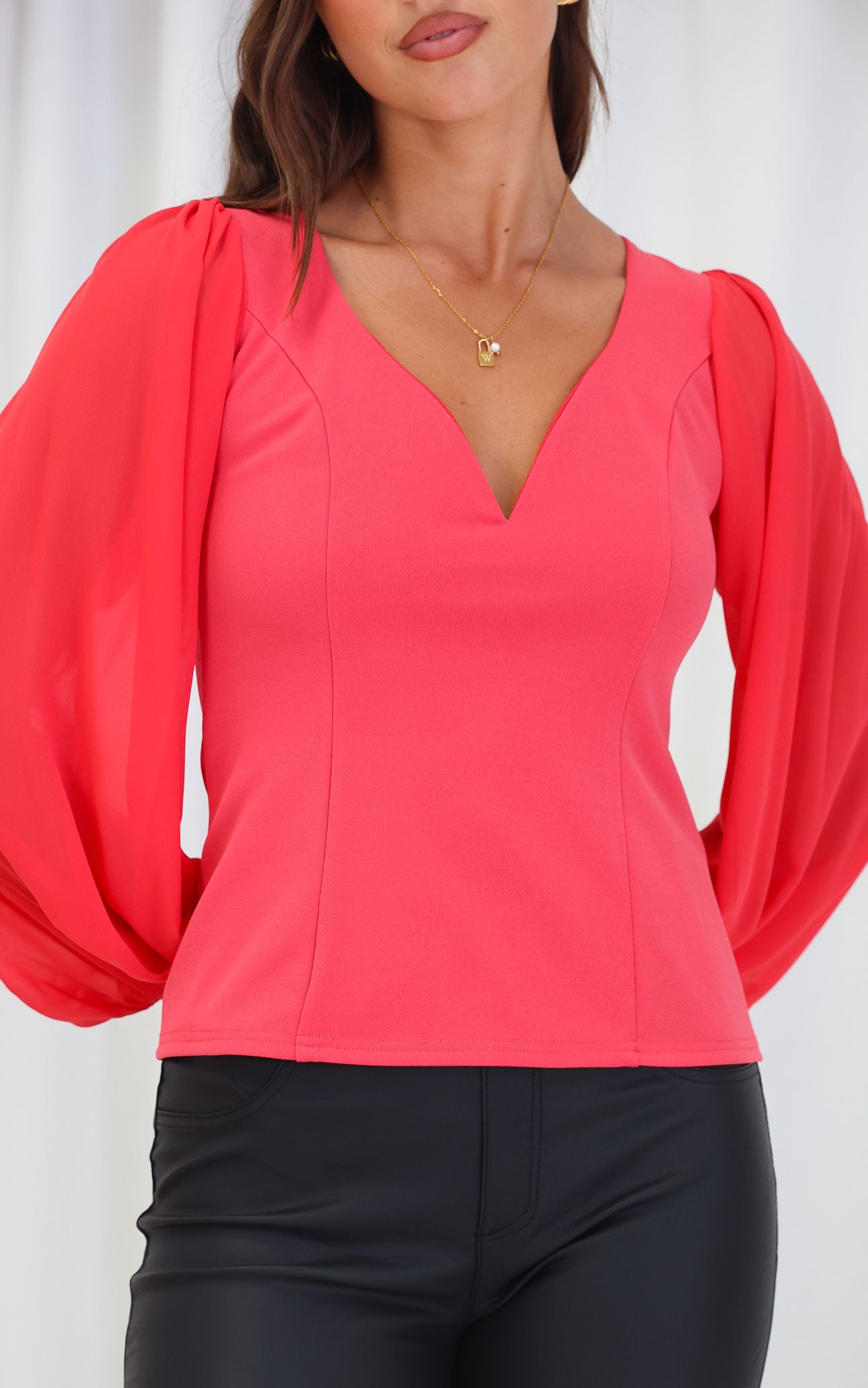 Tammy Long Sleeve Top - Watermelon Red