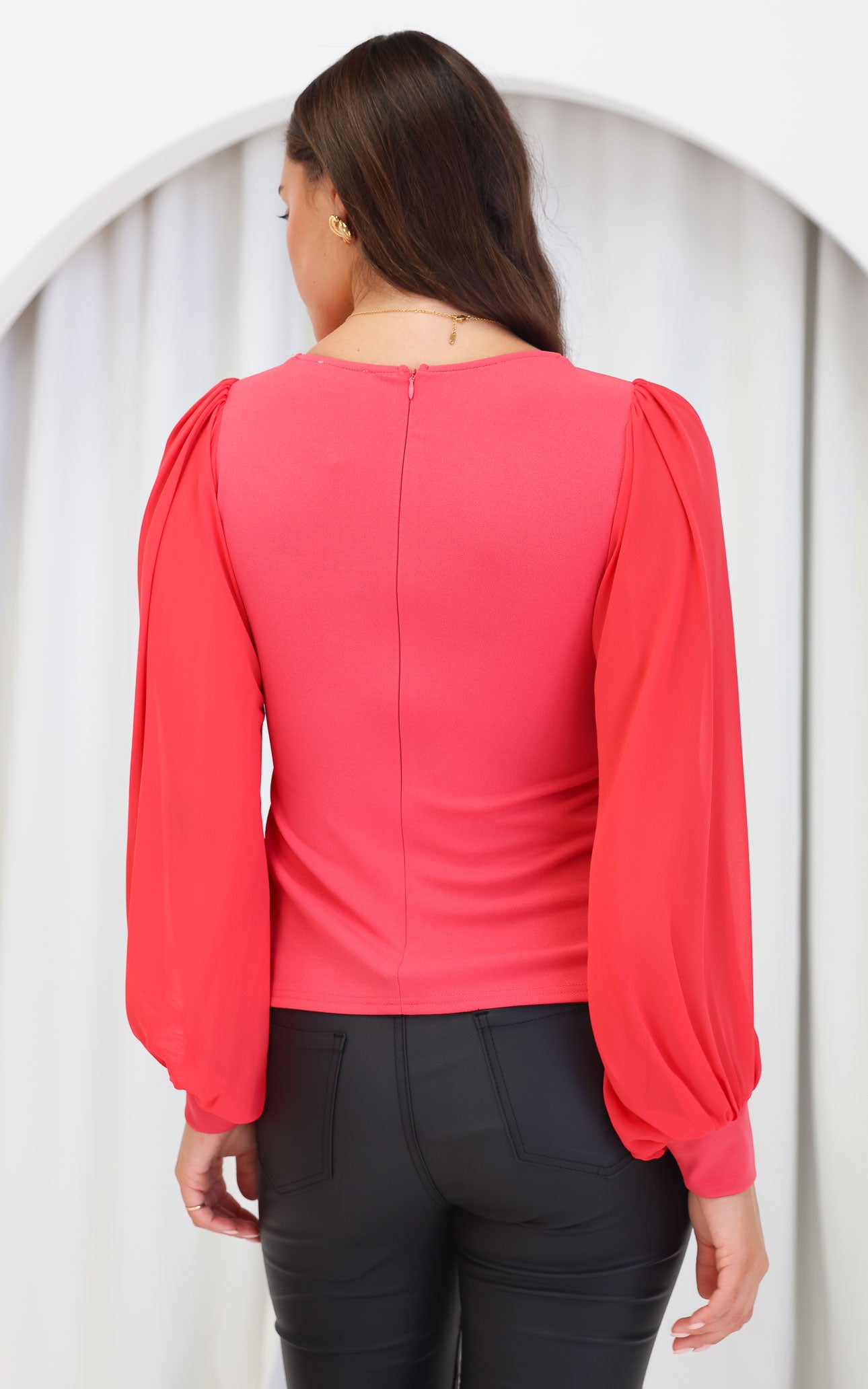 Tammy Long Sleeve Top - Watermelon Red