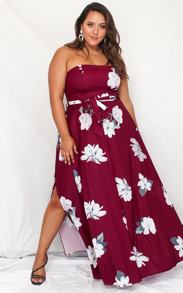 Tamra Maxi Dress - Burgundy Floral