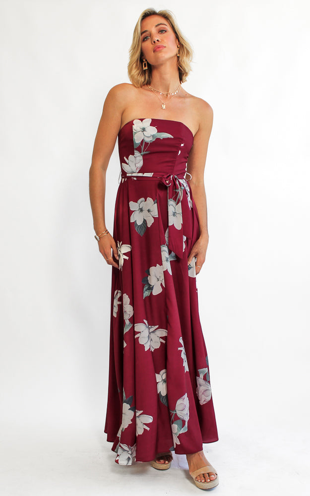 Tamra Maxi Dress - Burgundy Floral