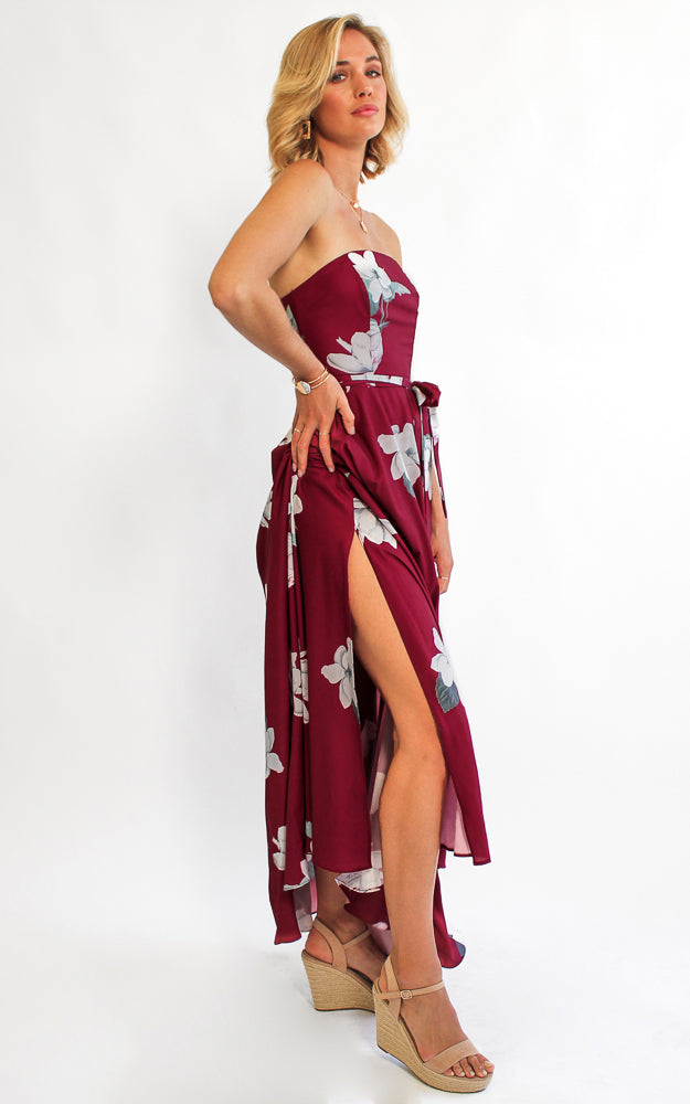 Tamra Maxi Dress - Burgundy Floral