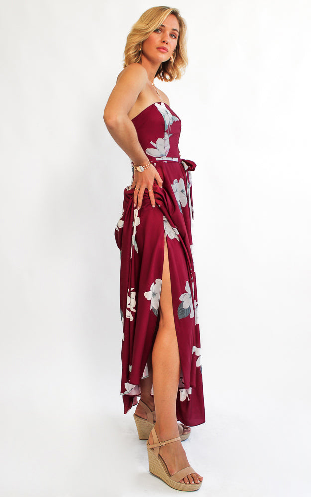 Tamra Maxi Dress - Burgundy Floral