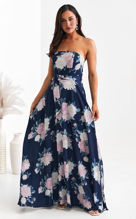 Tamra Maxi Dress - Floral Navy Print