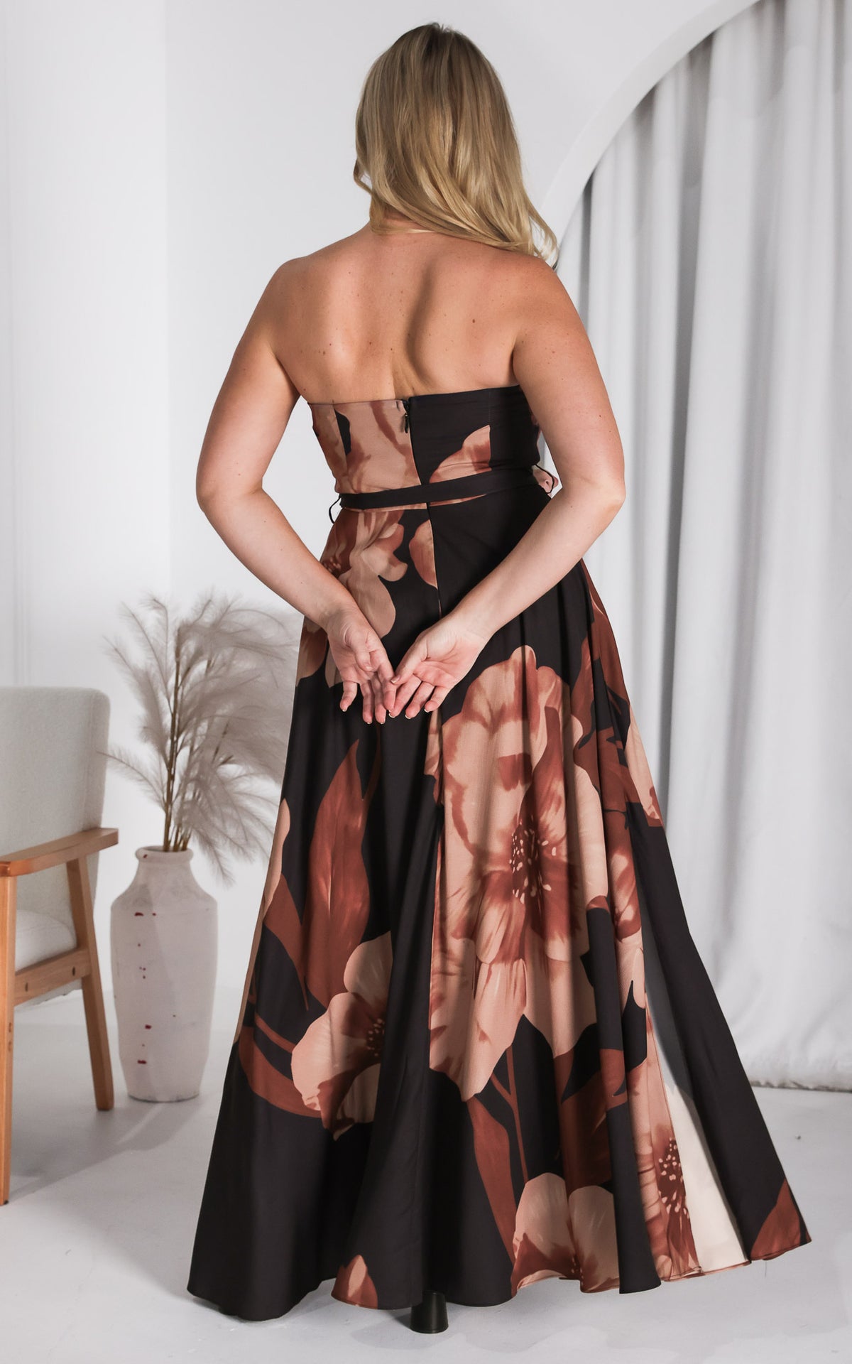 Tamra Maxi Dress - Black Brown Floral