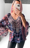 Tanika Gem Embellished Top - Black Floral