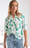 Tapioca Top - White Green Print