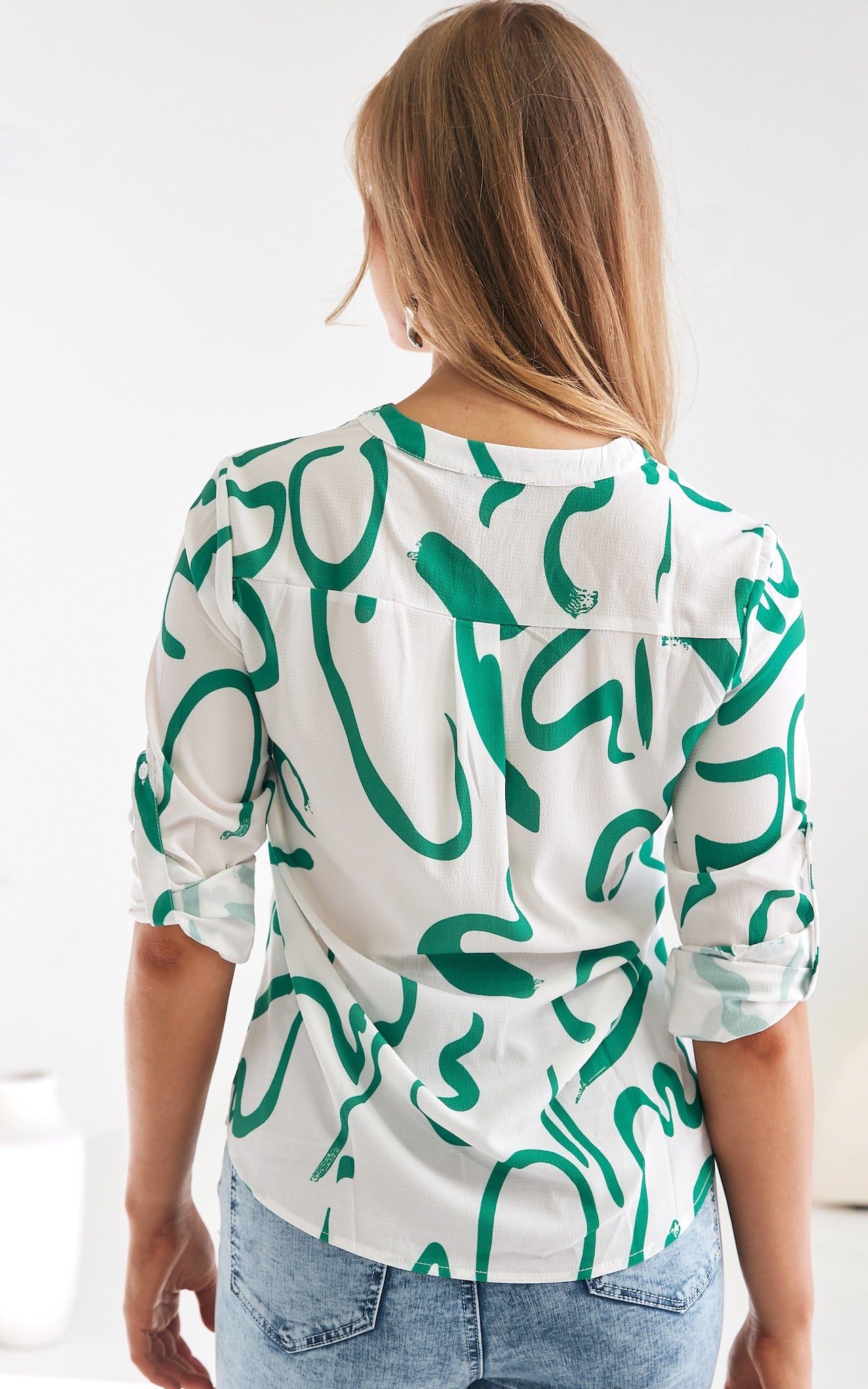 Tapioca Top - White Green Print