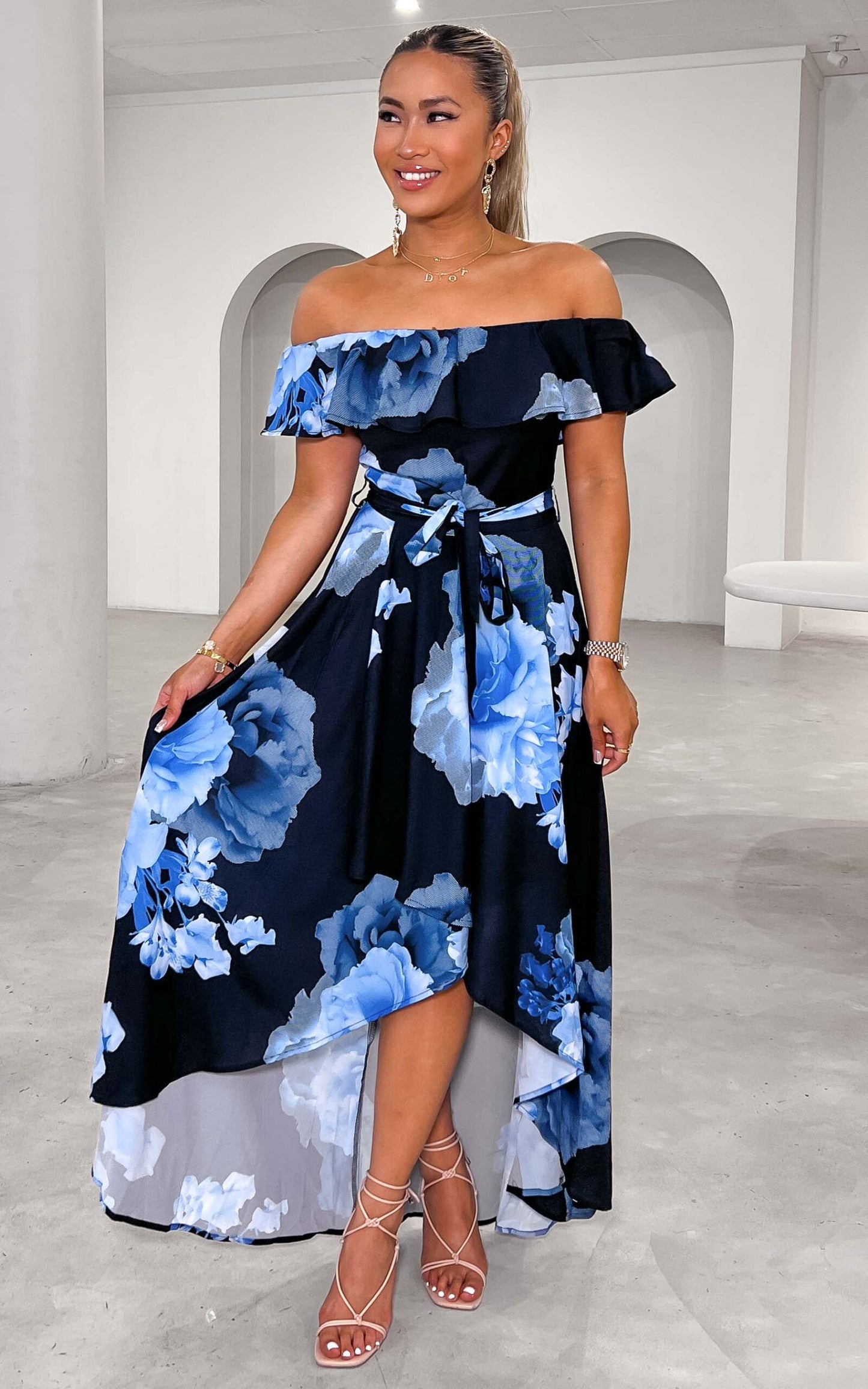 Tatiana Maxi Dress - Blue Black Floral