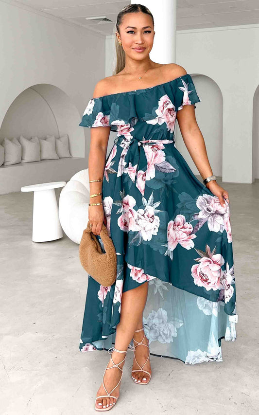 Tatiana Maxi Dress - Teal Floral