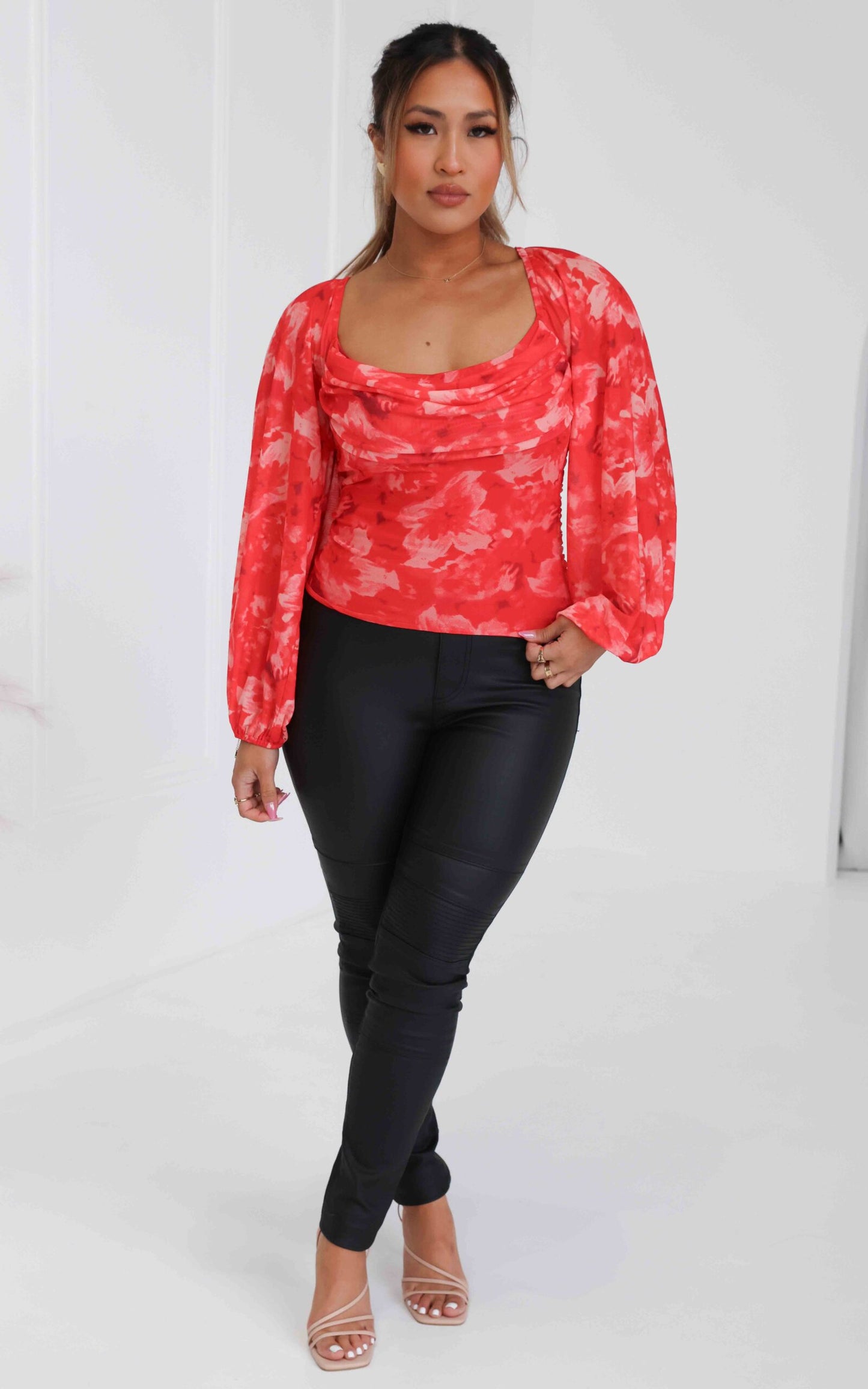 Terrace Mesh Top - Red Floral