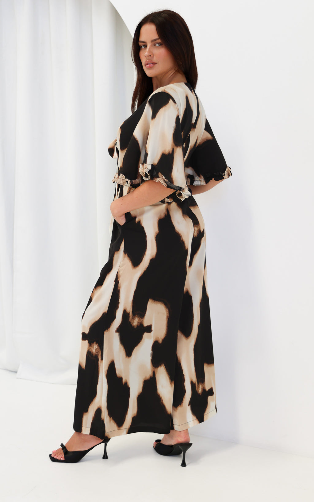 Tessa Wide Leg Jumpsuit - Big Leopard Print