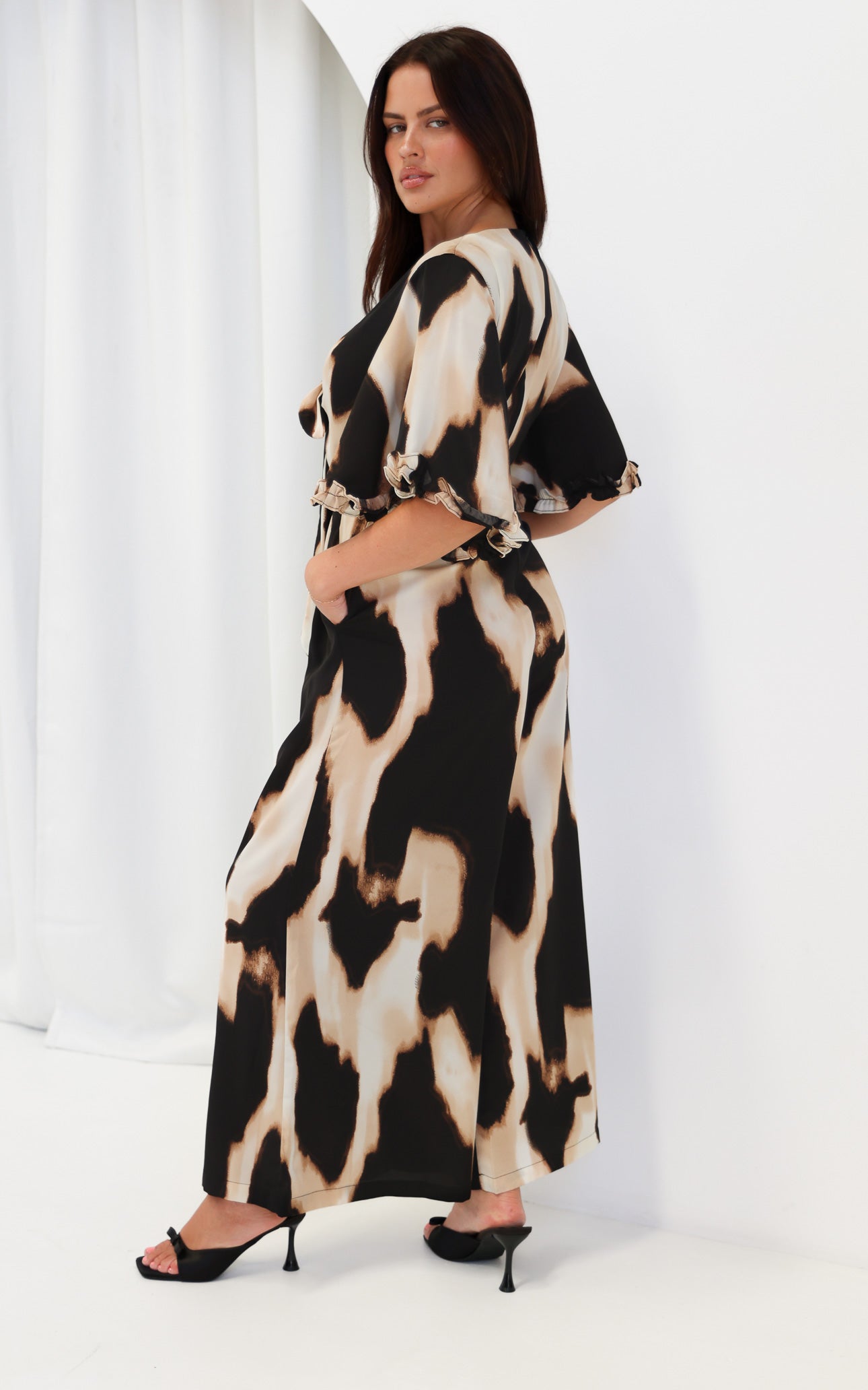 Tessa Wide Leg Jumpsuit - Big Leopard Print