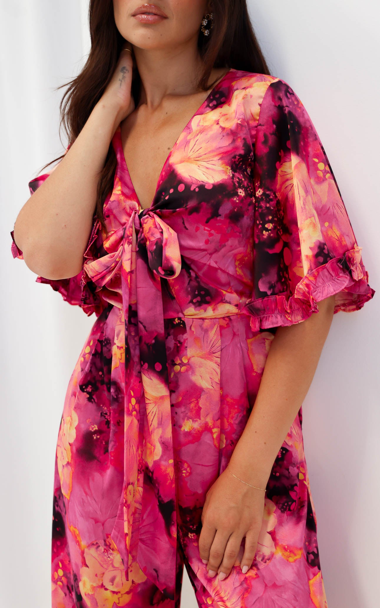 Tessa Wide Leg Jumpsuit - Plum Purple Floral