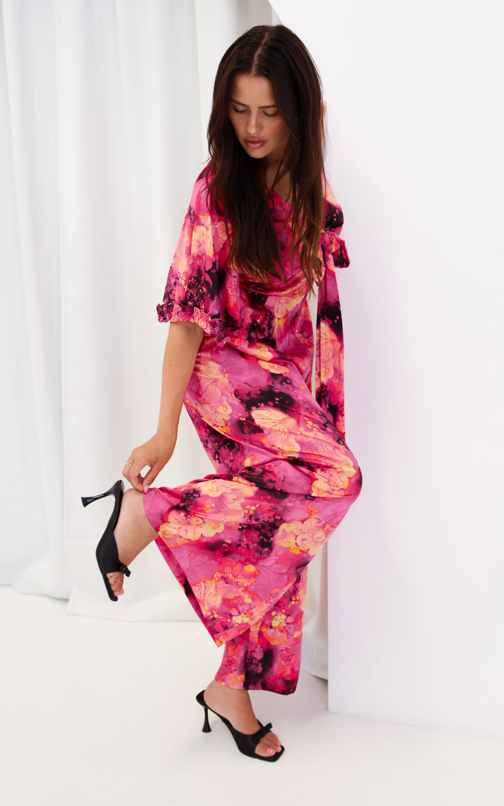 Tessa Wide Leg Jumpsuit - Plum Purple Floral