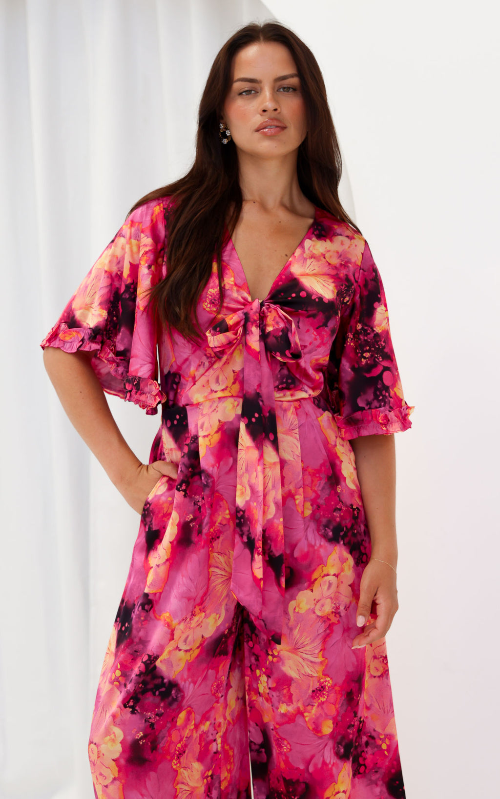 Tessa Wide Leg Jumpsuit - Plum Purple Floral