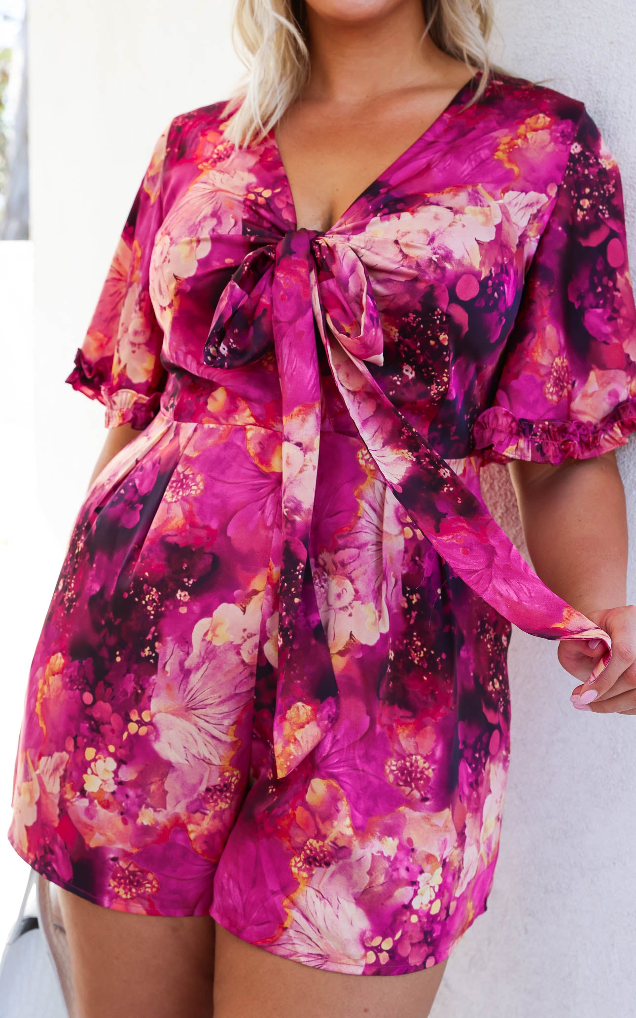 Tessa Playsuit - Plum Purple Floral