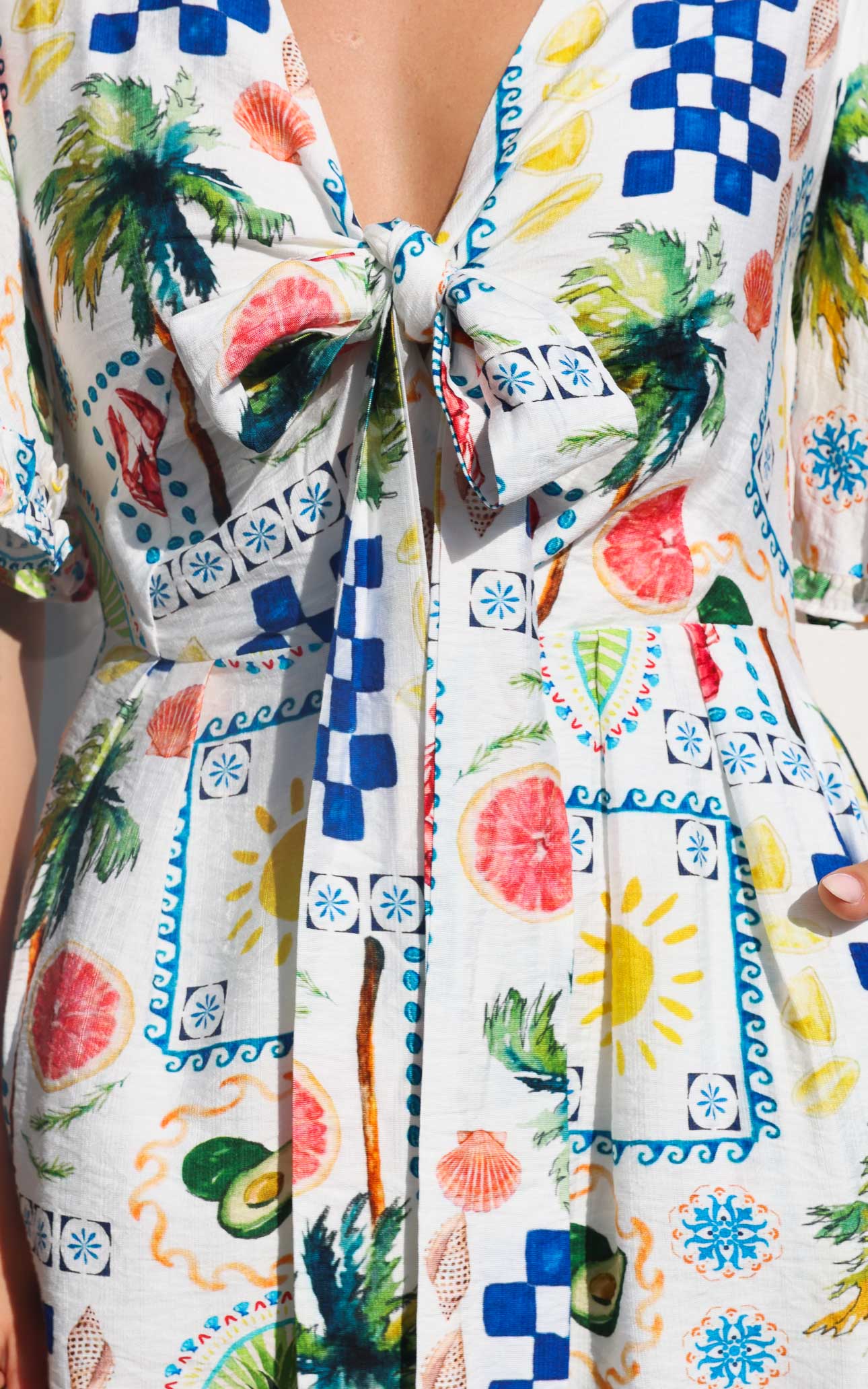 Tessa Playsuit - White Summer Holiday Print