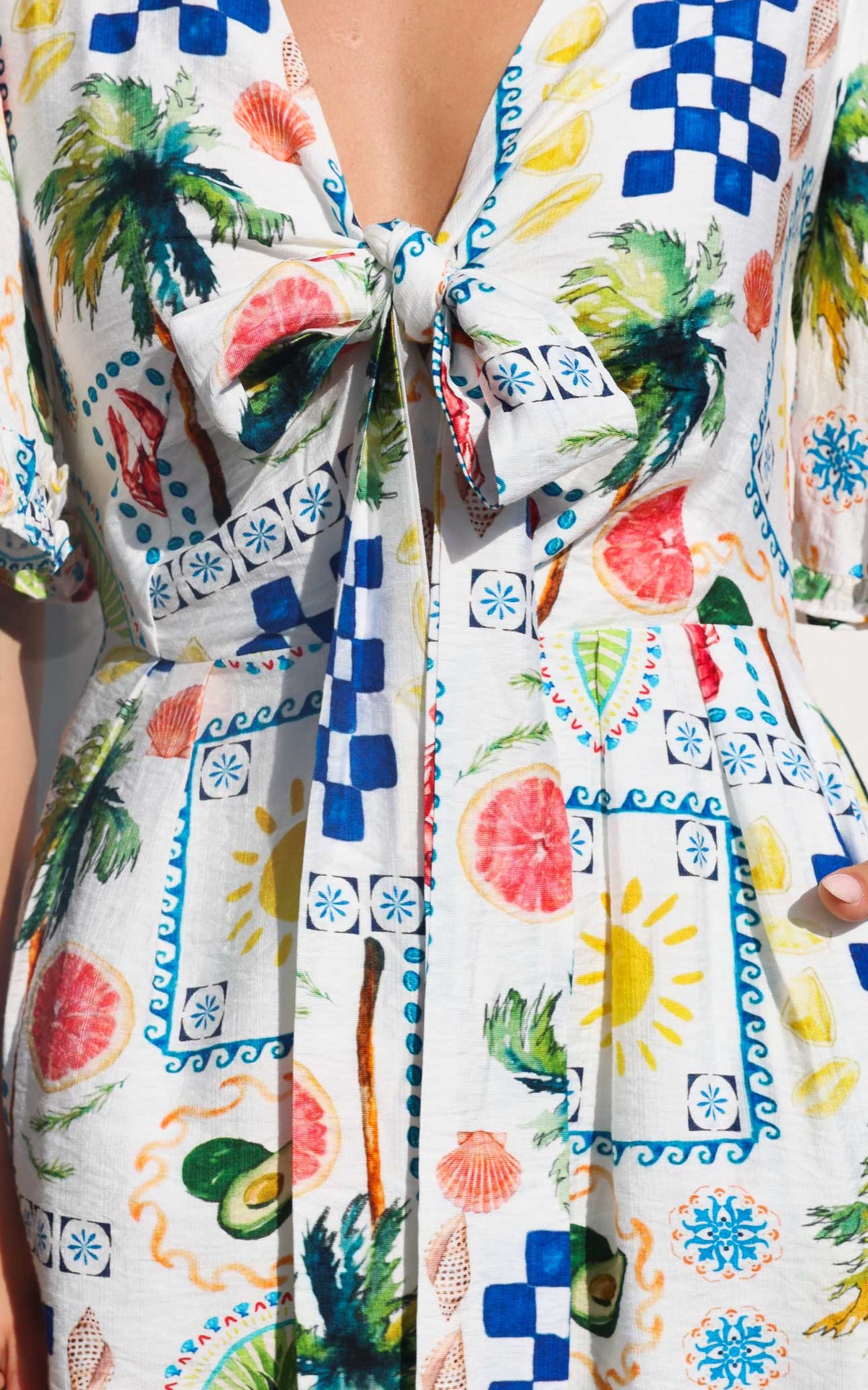Tessa Playsuit - White Summer Holiday Print