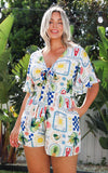 Tessa Playsuit - White Summer Holiday Print