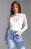 Thurman Sheer Mesh Top - White Texture