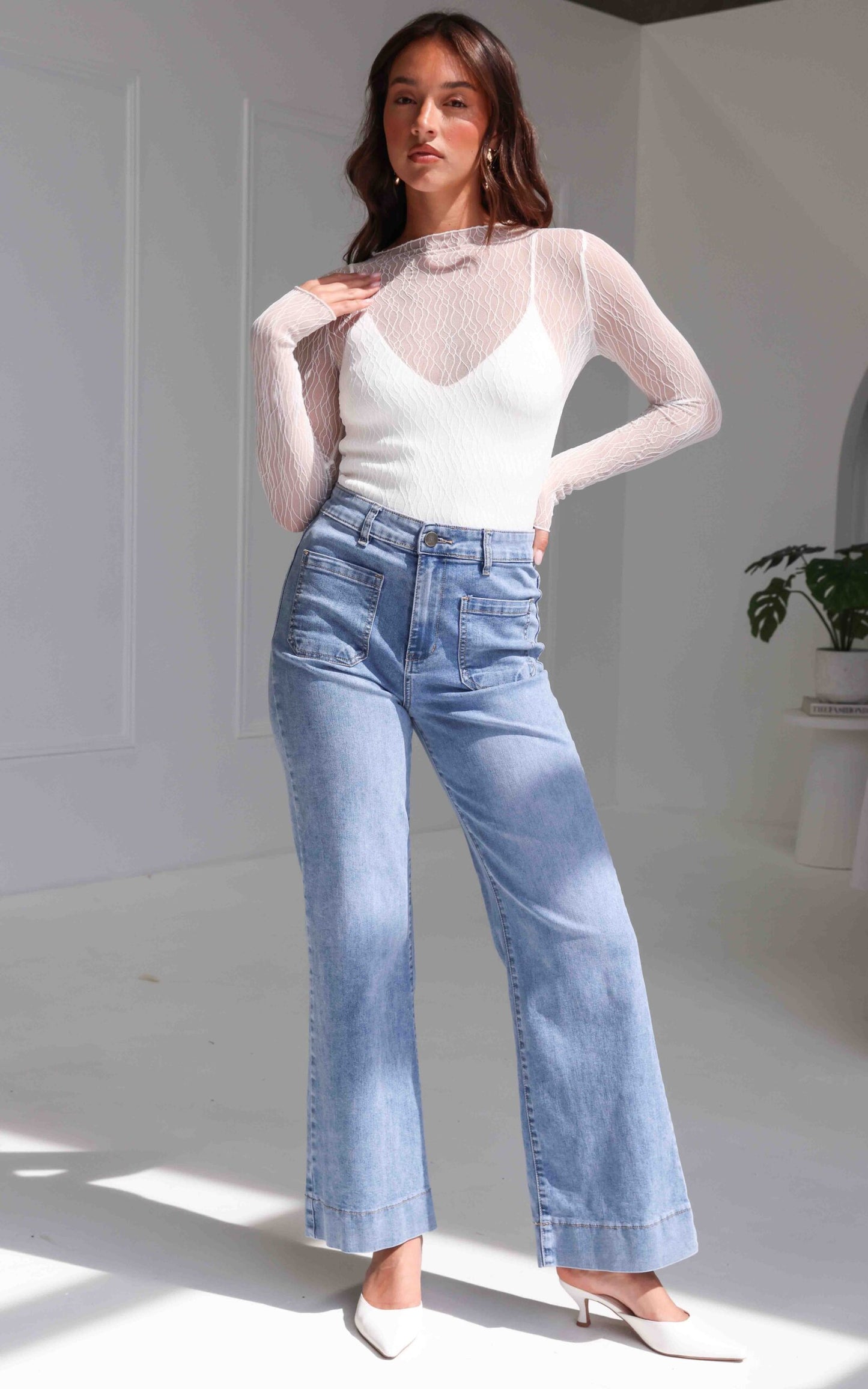 Zackery Wide Leg Jeans - Blue Wash