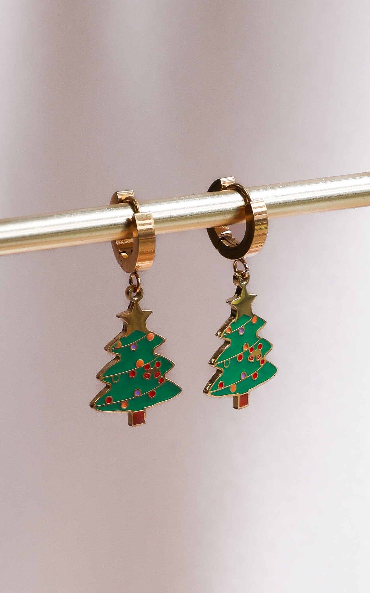 Tinselled Hoop Charm Earrings - Gold Tree