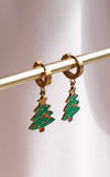 Tinselled Hoop Charm Earrings - Gold Tree
