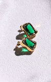 Topazia Stud Earrings - Gold Green Stone