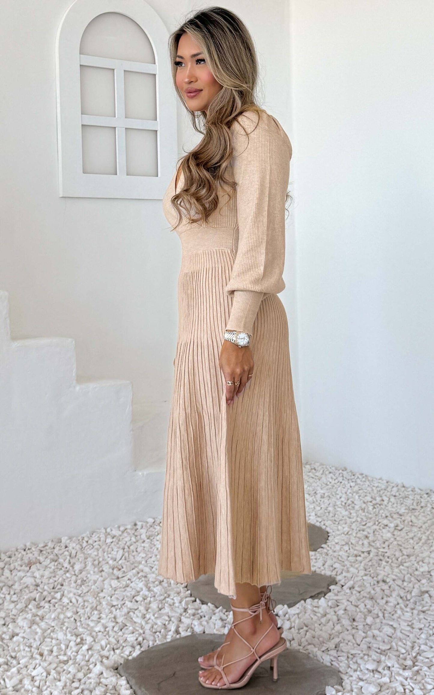 Toska Knit Midi Dress - Beige