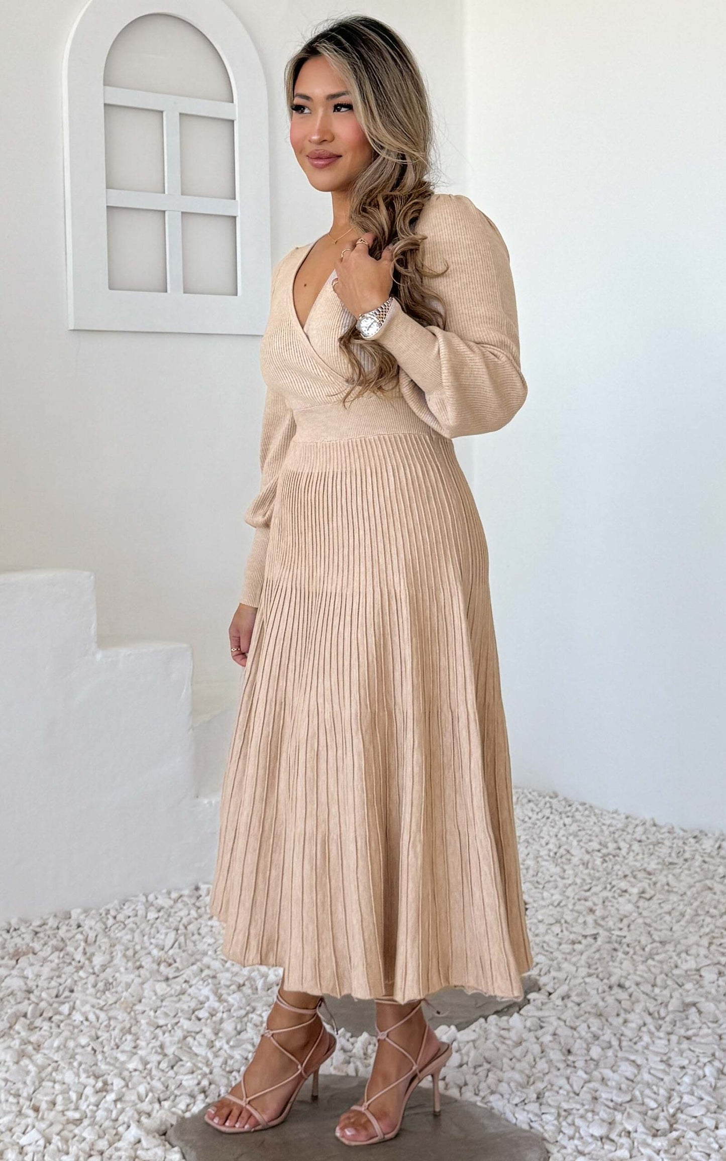 Toska Knit Midi Dress - Beige