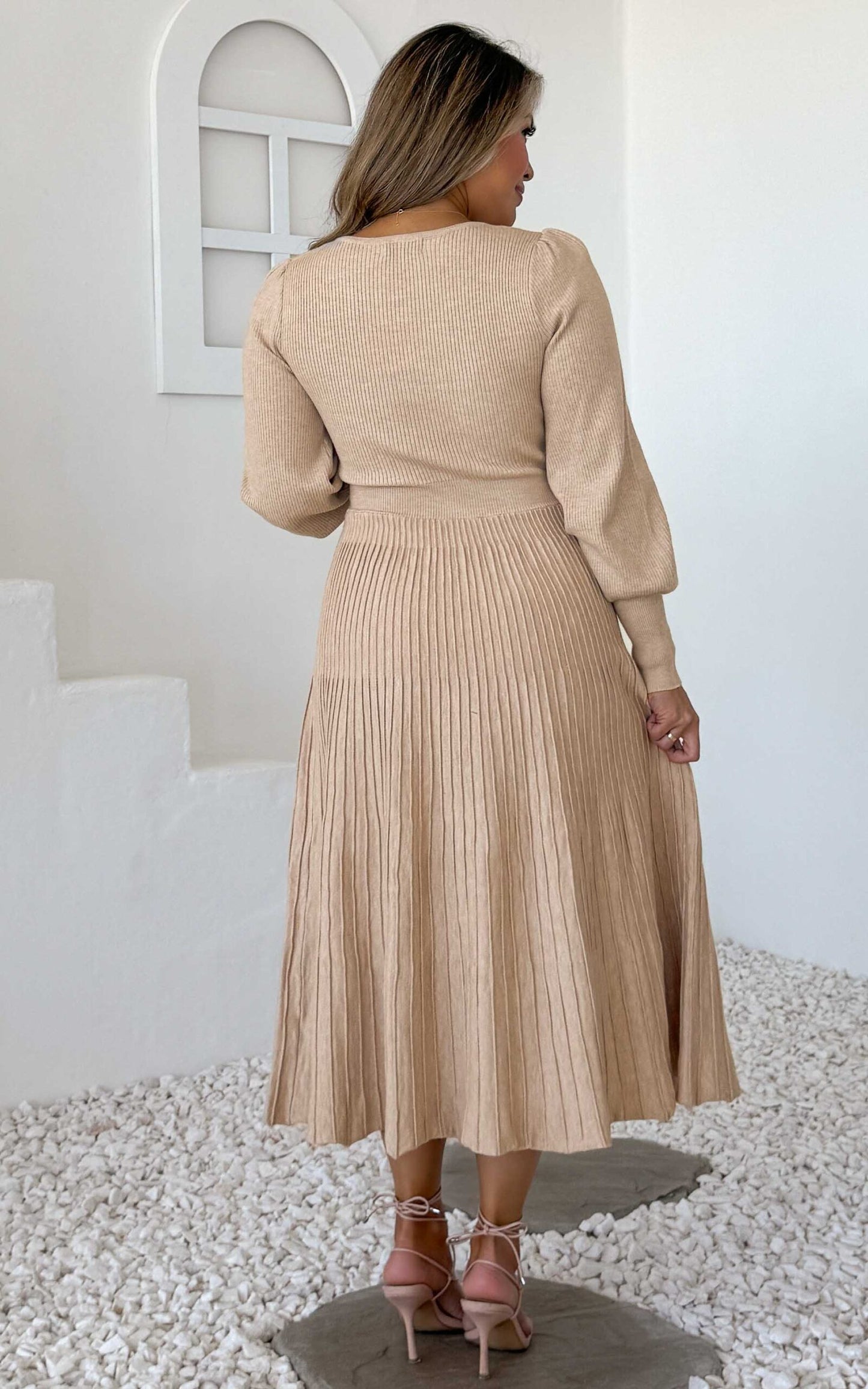 Toska Knit Midi Dress - Beige