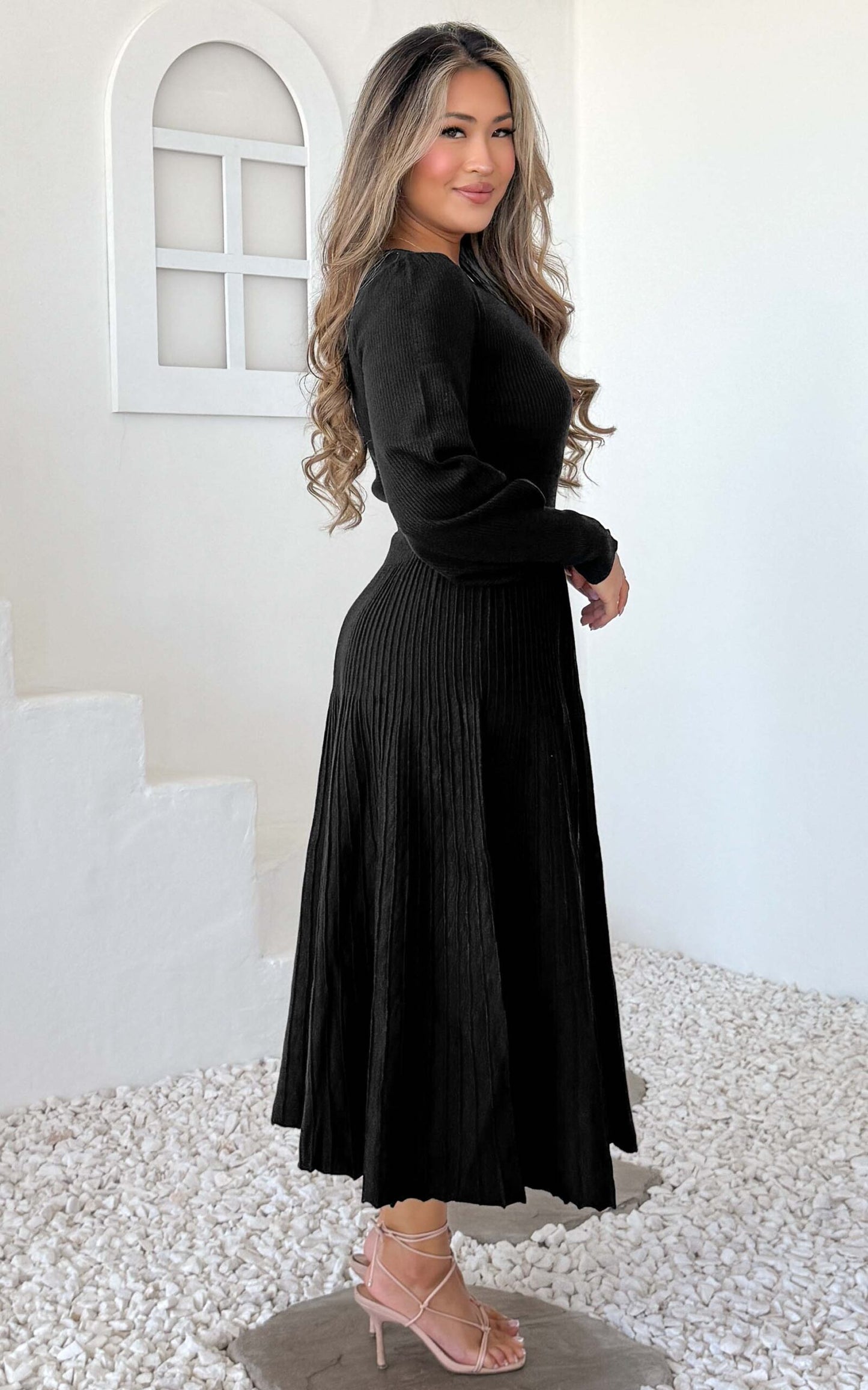 Toska Knit Midi Dress - Black