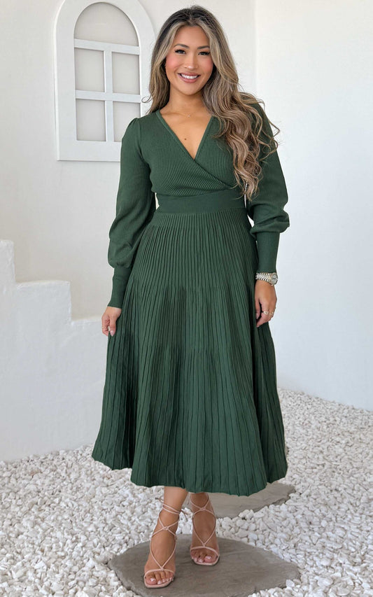 Toska Knit Midi Dress - Emerald